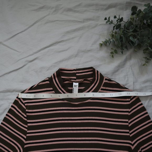 AMERICAN APPAREL Stripe 2x1 Mock Neck Rib Dress M - Picture 9 of 11